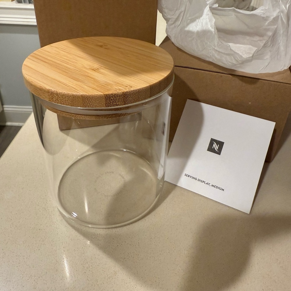 Nespresso Glass Storage Jar with Bamboo Lid